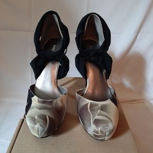 Nine West Satin heels with ankle ribbon, 9.5